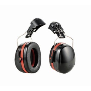 Casque antibruit noir et rouge